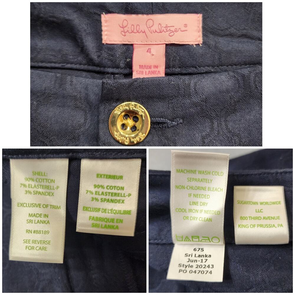 Lilly Pulitzer Kelly Skinny Jacquard Stretchy Ankle Pant, Midnight Navy Blue, 4 - Picture 7 of 7